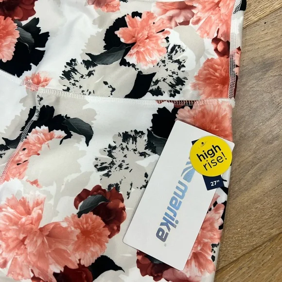 Marika Floral Leggings - Pink, Black, and White - Picture 2 of 4